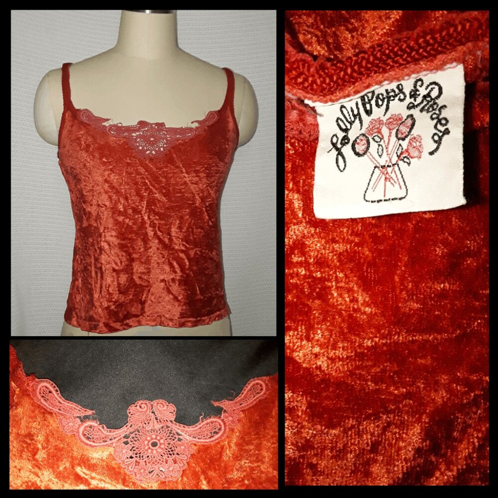 Vintage | Lolly Pops & Roses | Synthetic Velvet Tank Top